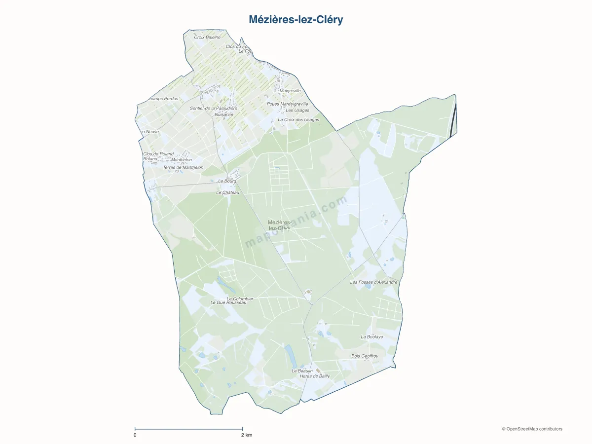 Carte de Mézières-lez-Cléry à personnaliser