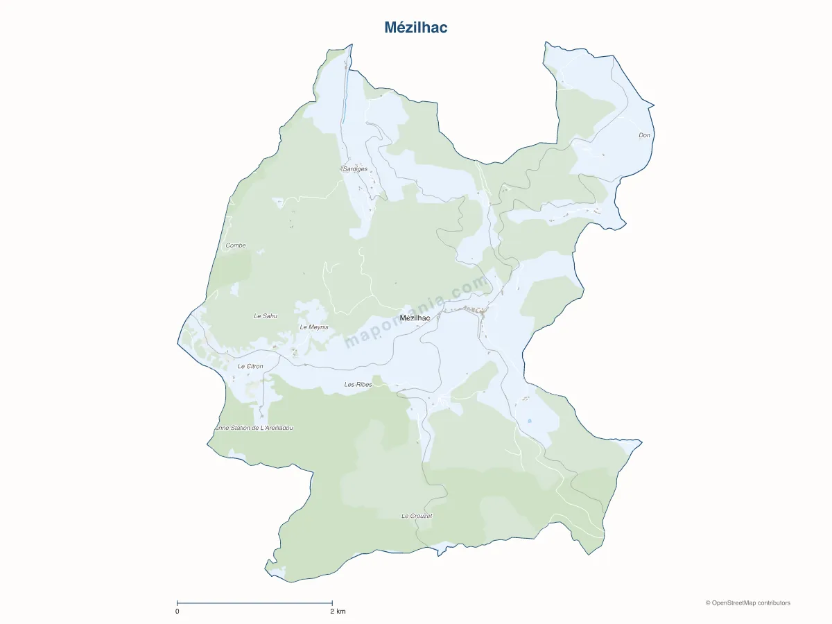 Carte de Mézilhac à personnaliser