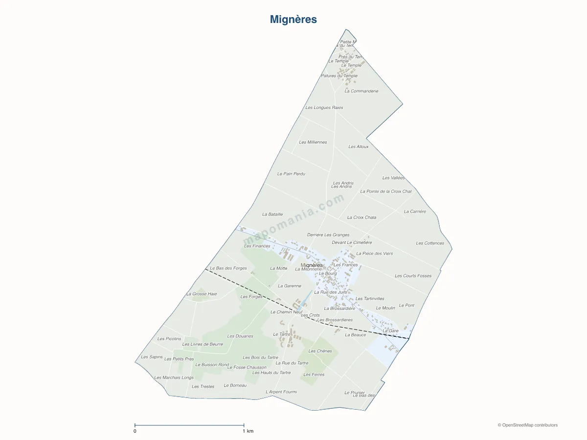 Carte de Mignères à personnaliser