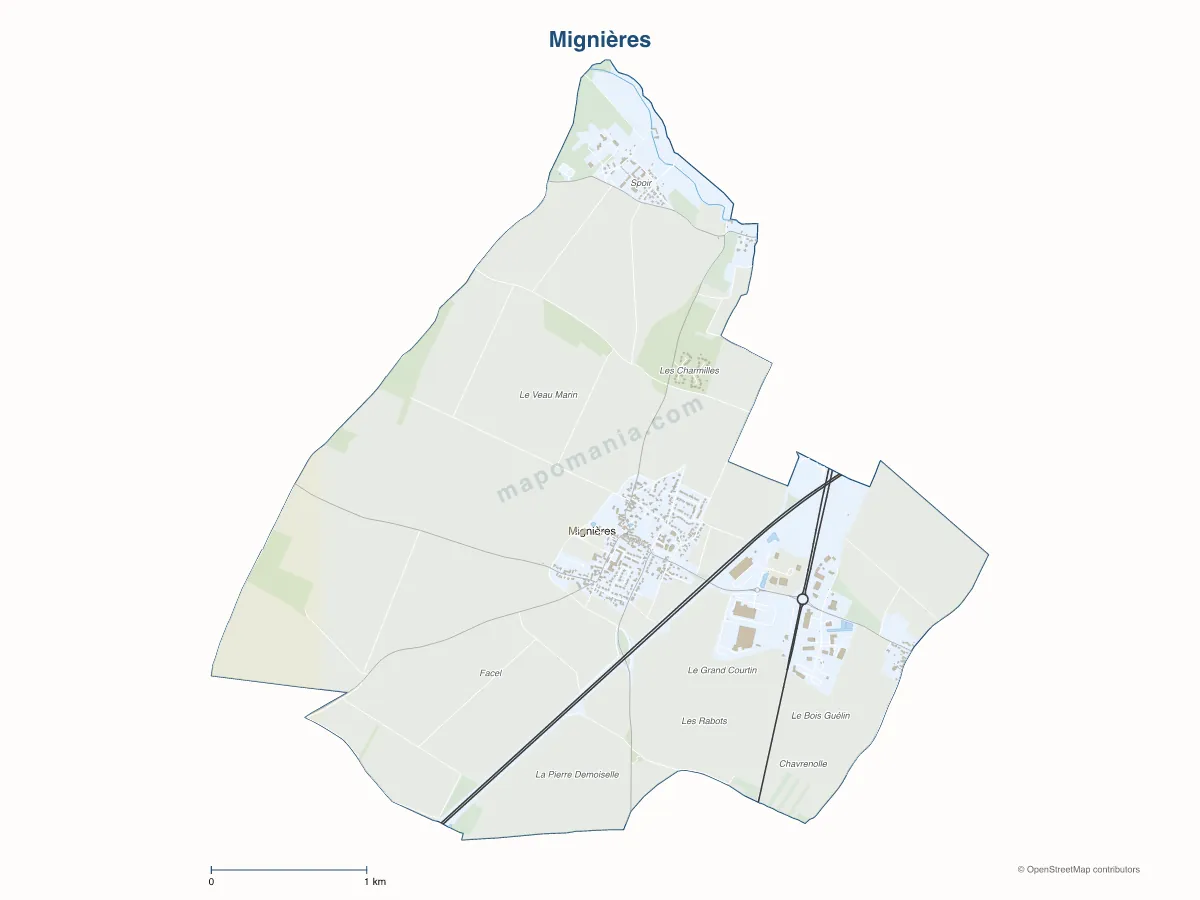 Carte de Mignières à personnaliser
