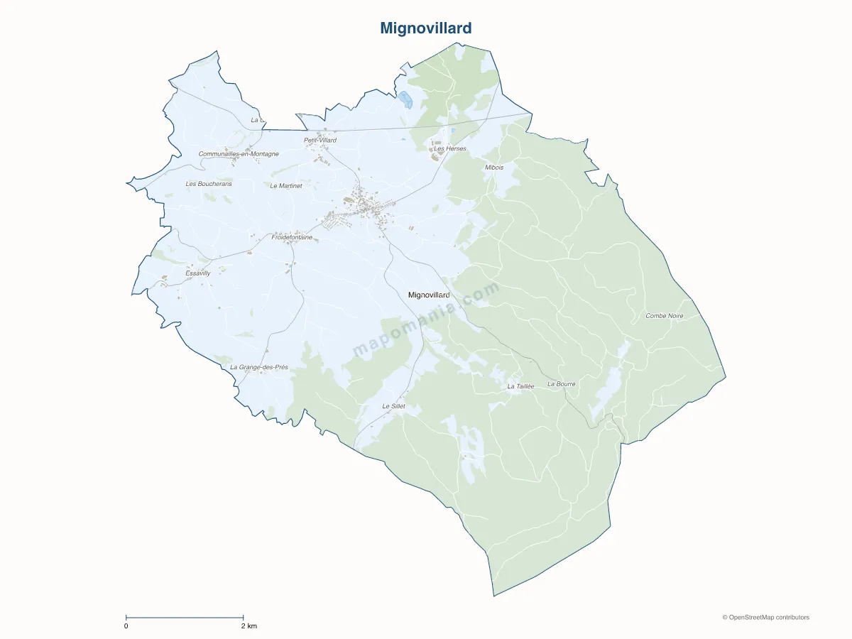 Carte de Mignovillard à personnaliser