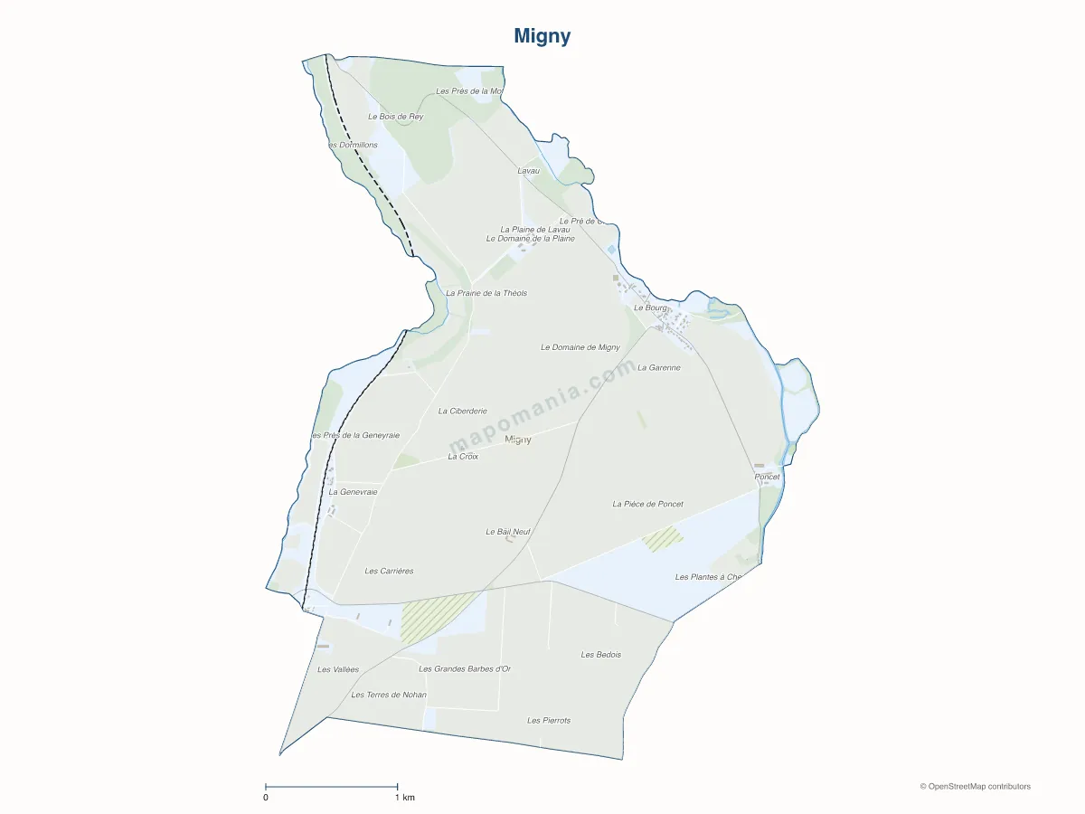Carte de Migny à personnaliser