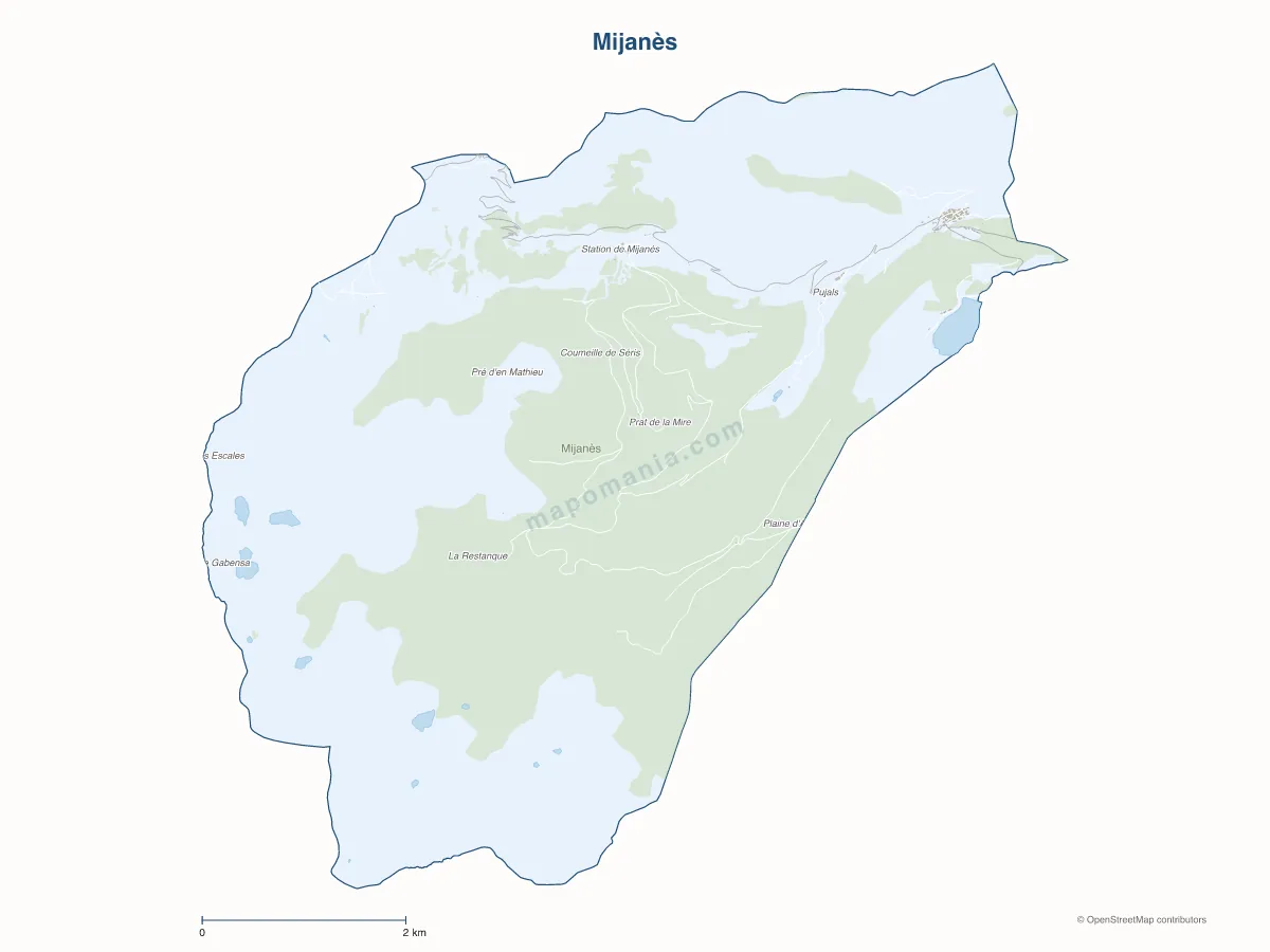 Carte de Mijanès à personnaliser