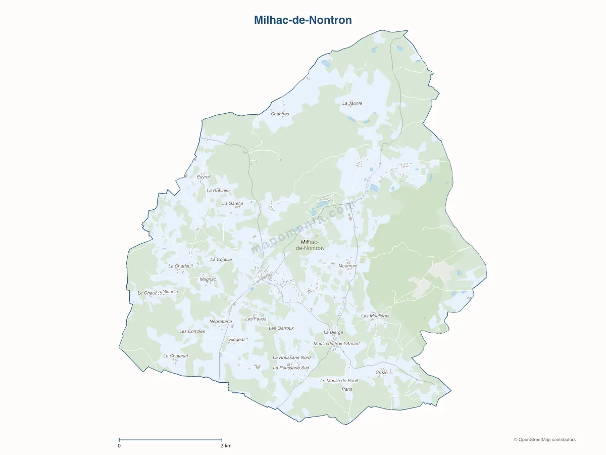 Carte de Milhac-de-Nontron à personnaliser