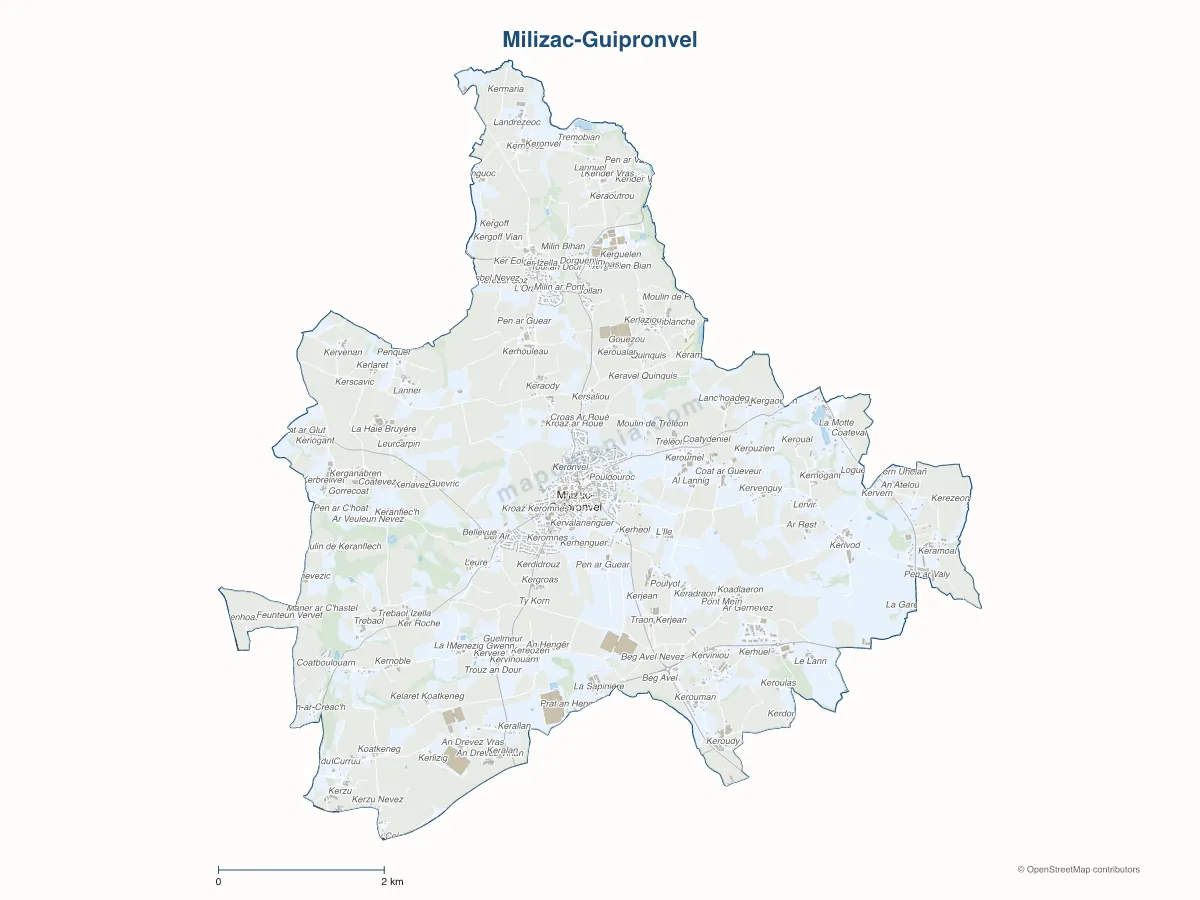 Carte de Milizac-Guipronvel à personnaliser