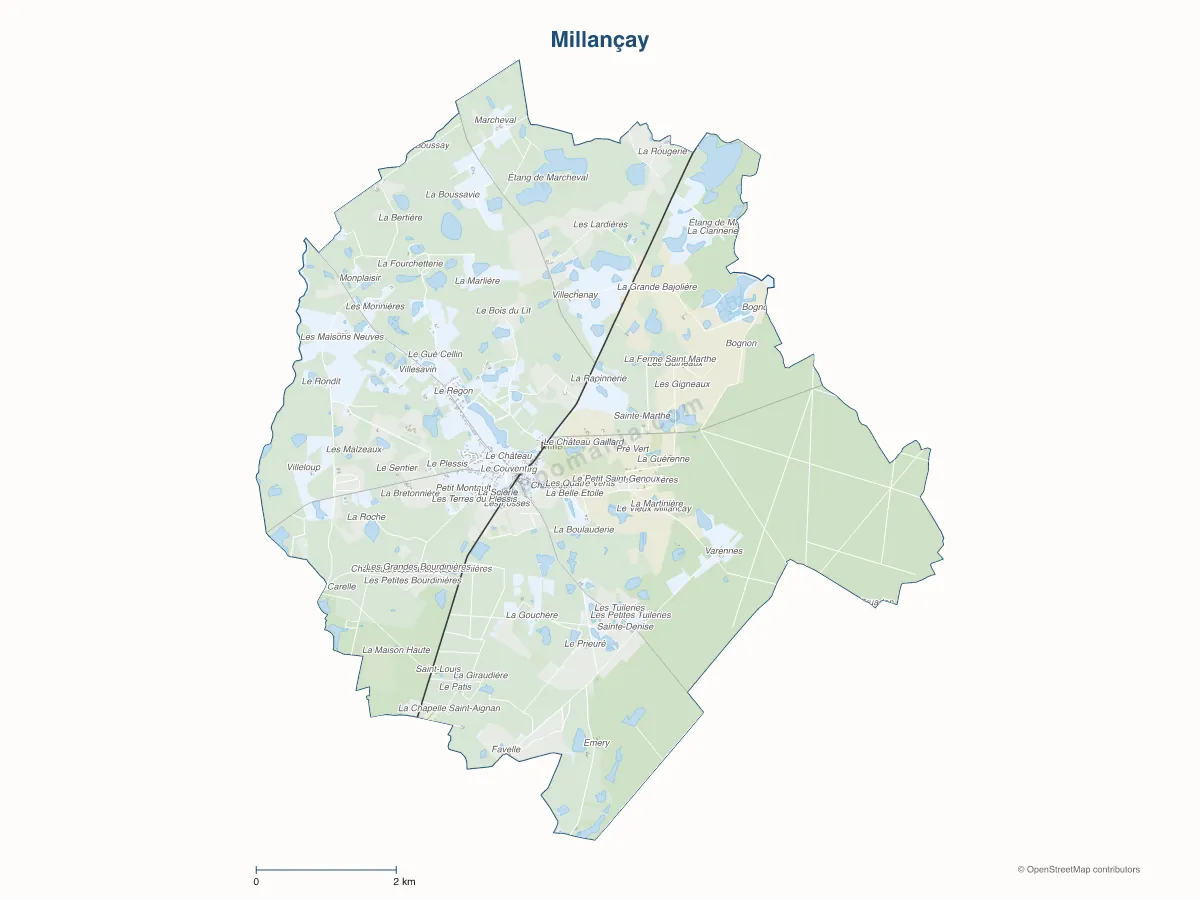 Carte de Millançay à personnaliser