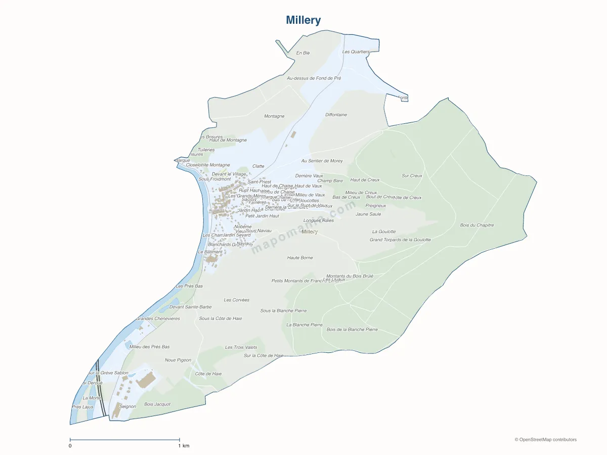Carte de Millery à personnaliser