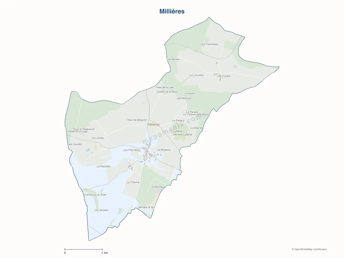 Carte de Millières à personnaliser