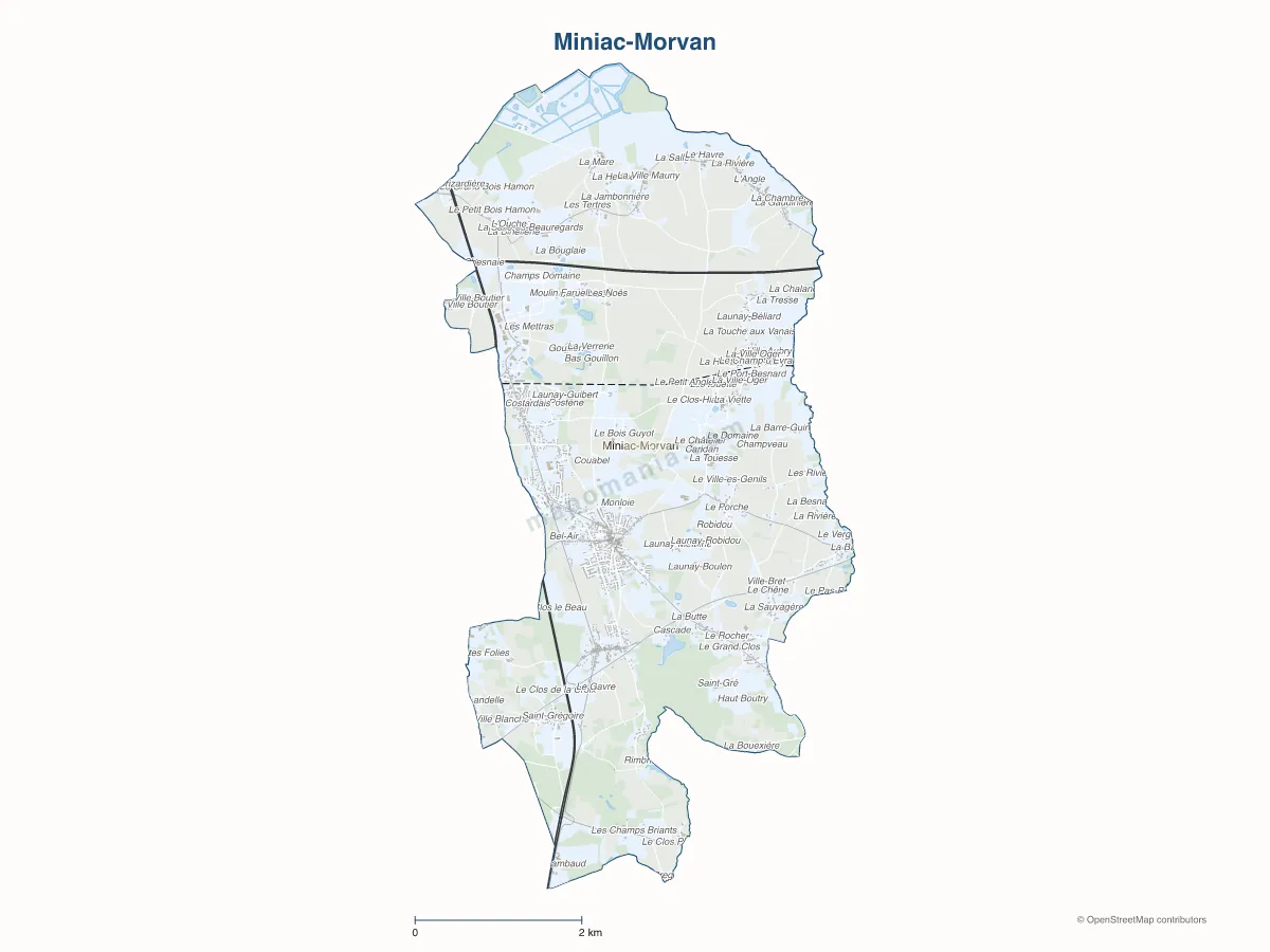Carte de Miniac-Morvan à personnaliser