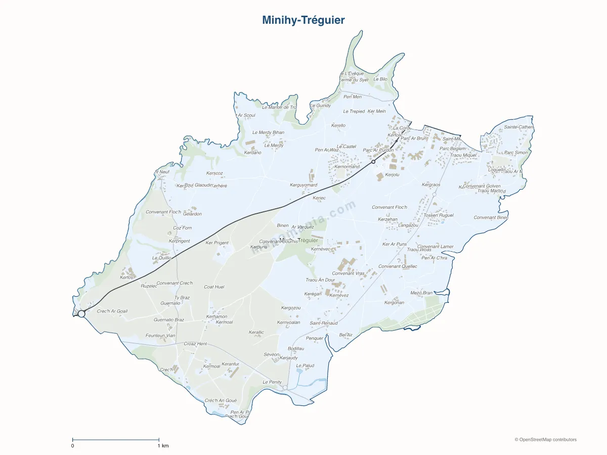 Carte de Minihy-Tréguier à personnaliser