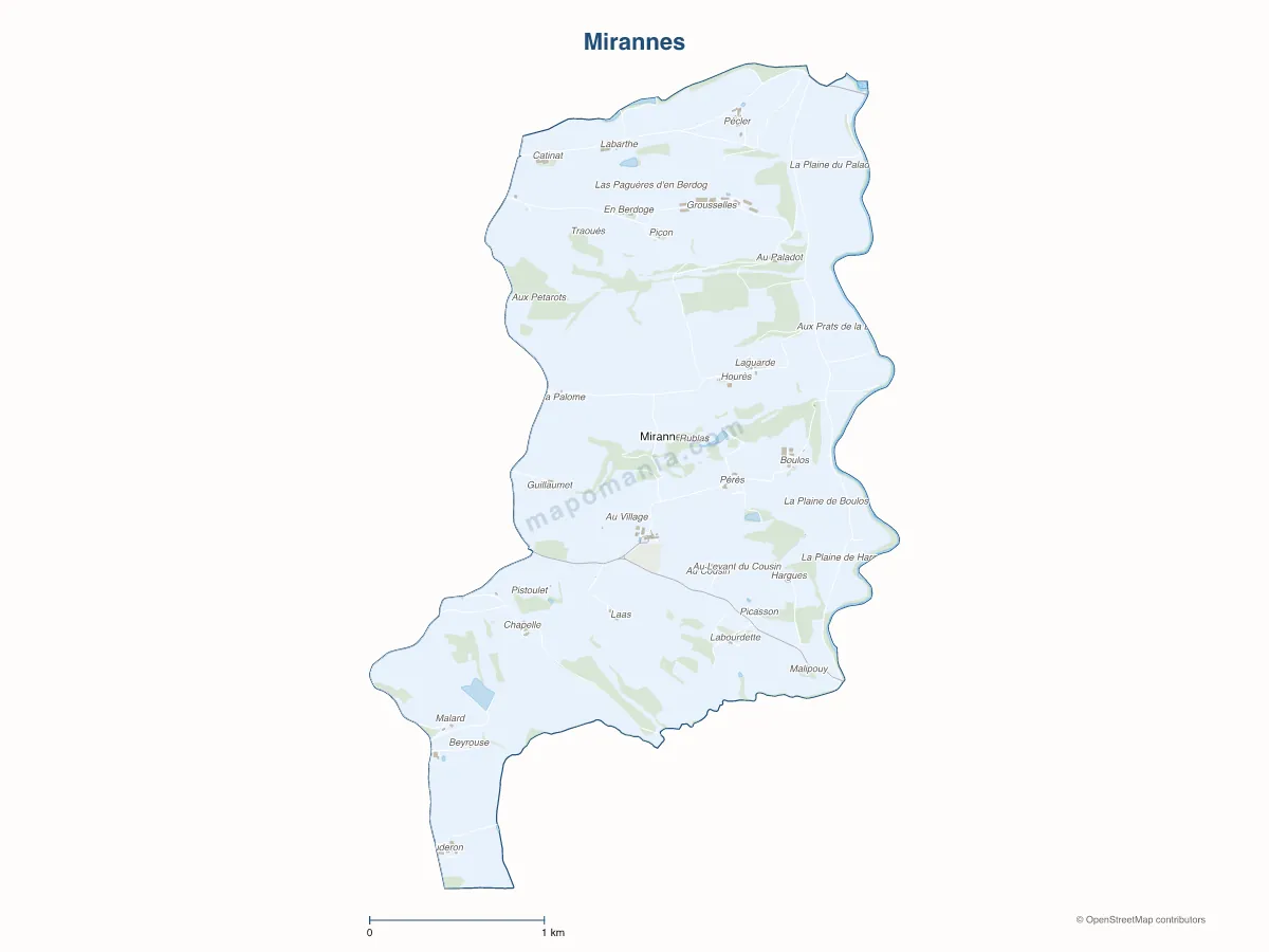 Carte de Mirannes à personnaliser