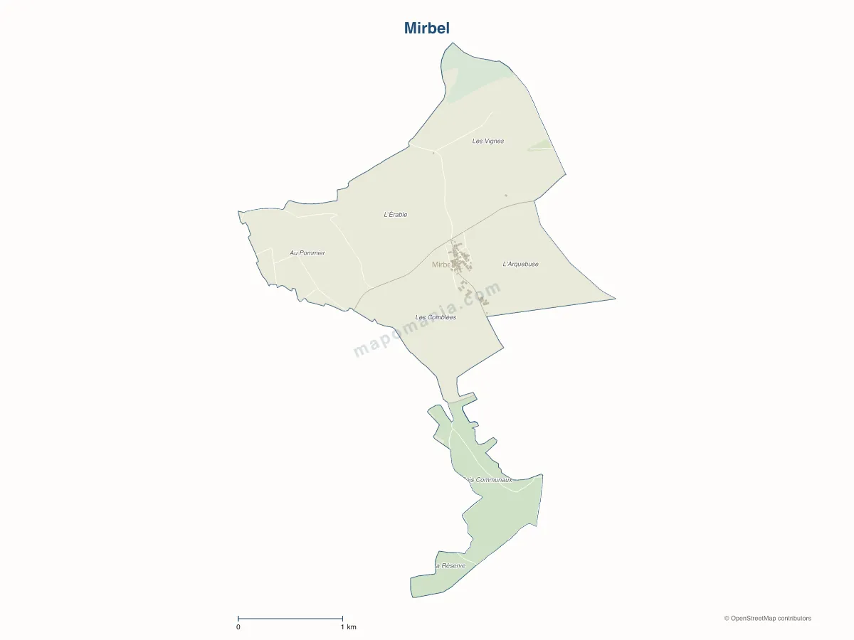 Carte de Mirbel à personnaliser