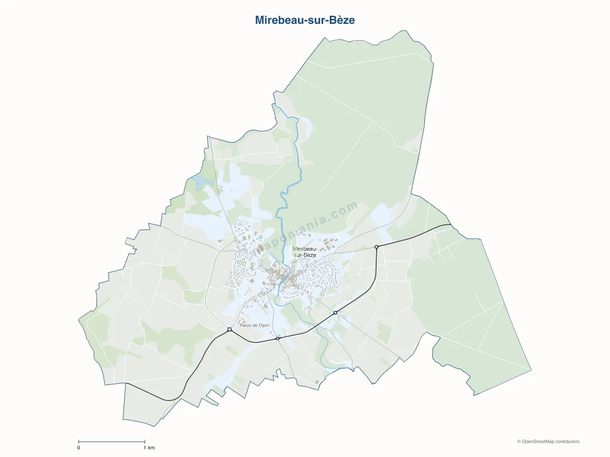 Carte de Mirebeau-sur-Bèze à personnaliser