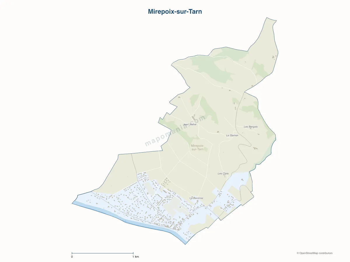 Carte de Mirepoix-sur-Tarn à personnaliser
