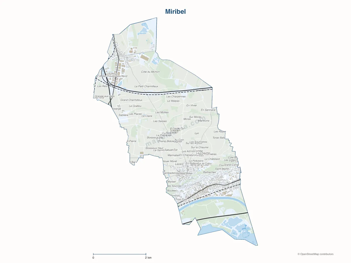 Carte de Miribel à personnaliser