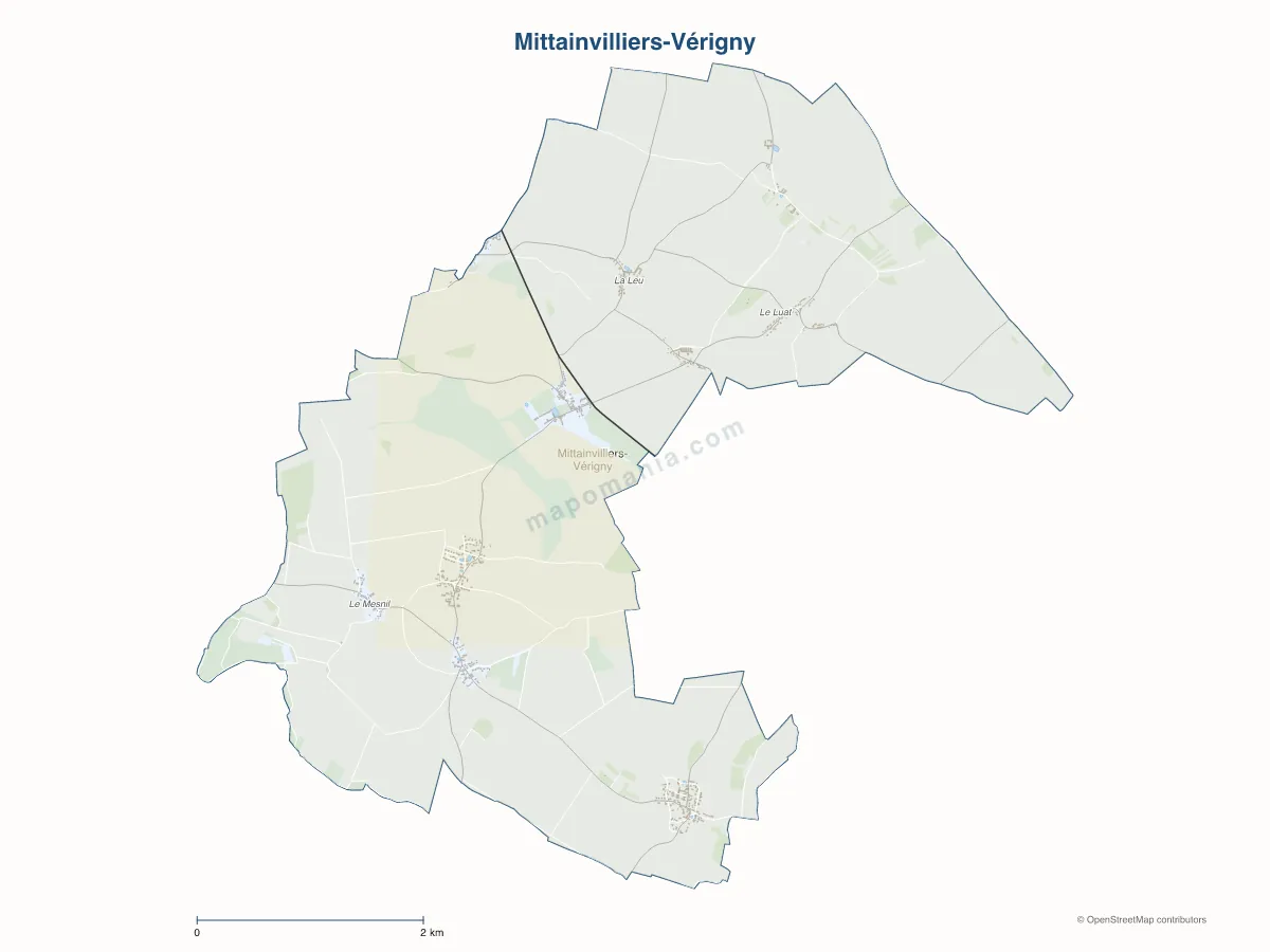 Carte de Mittainvilliers-Vérigny à personnaliser