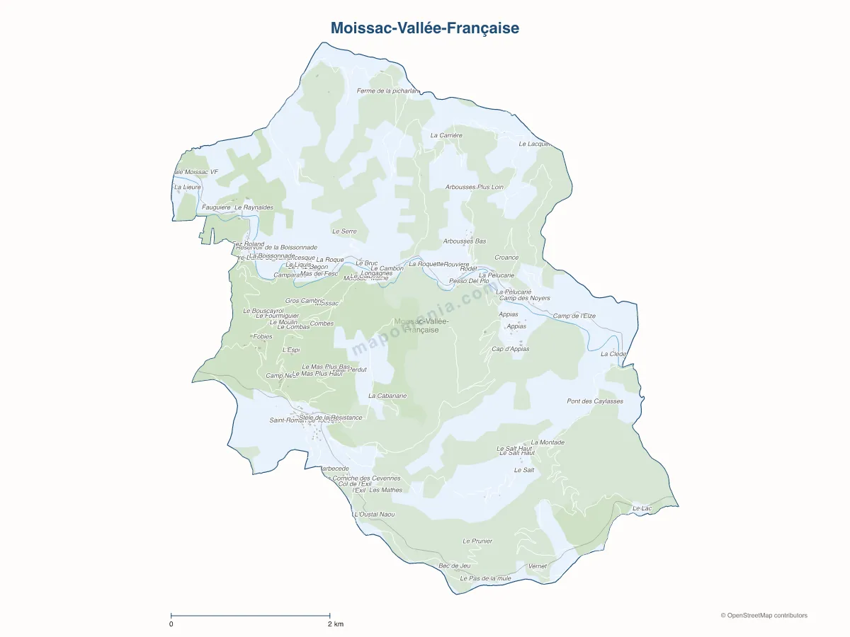 Carte de Moissac-Vallée-Française à personnaliser
