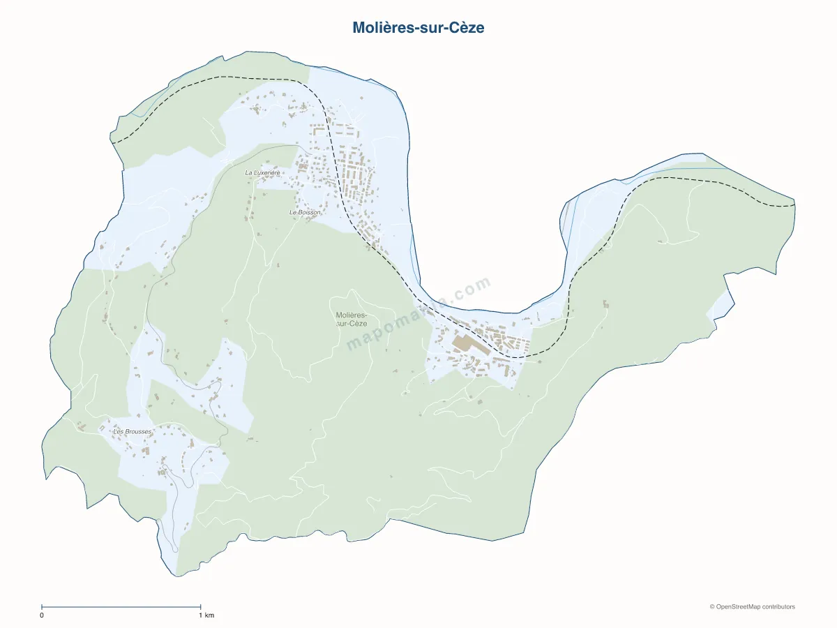 Carte de Molières-sur-Cèze à personnaliser