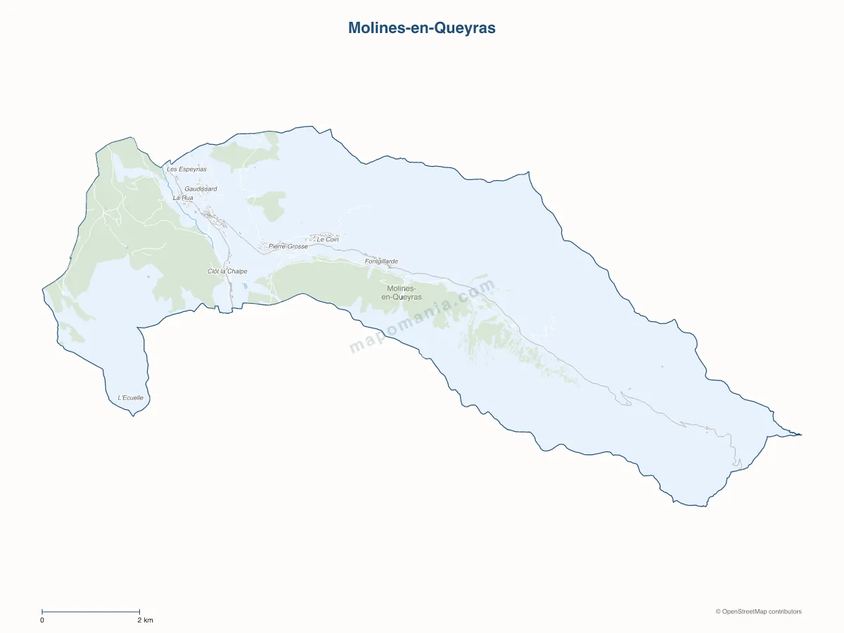Carte de Molines-en-Queyras à personnaliser