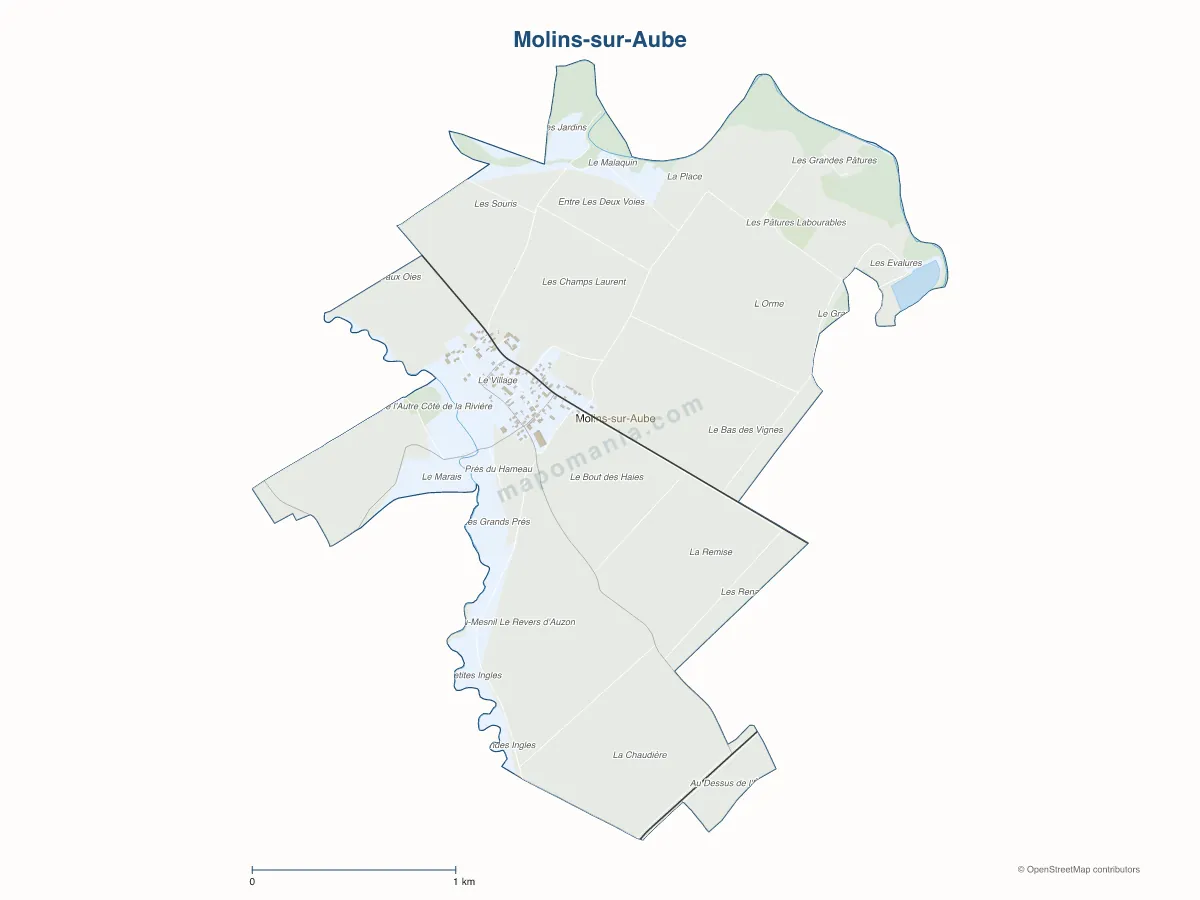 Carte de Molins-sur-Aube à personnaliser