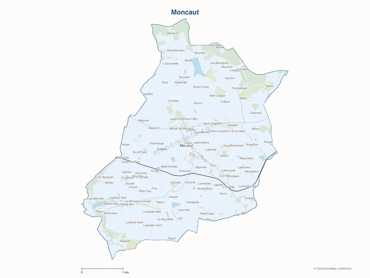 Carte de Moncaut à personnaliser