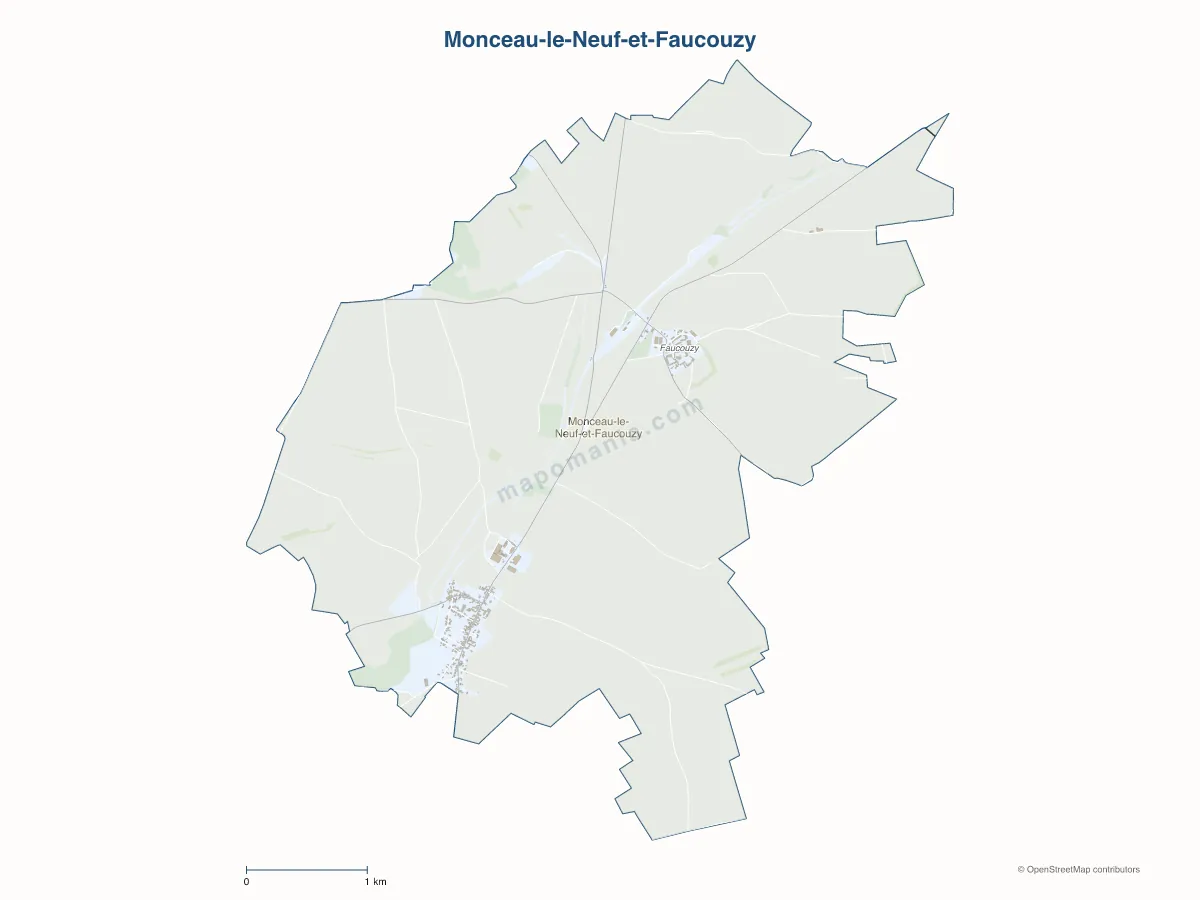 Carte de Monceau-le-Neuf-et-Faucouzy à personnaliser