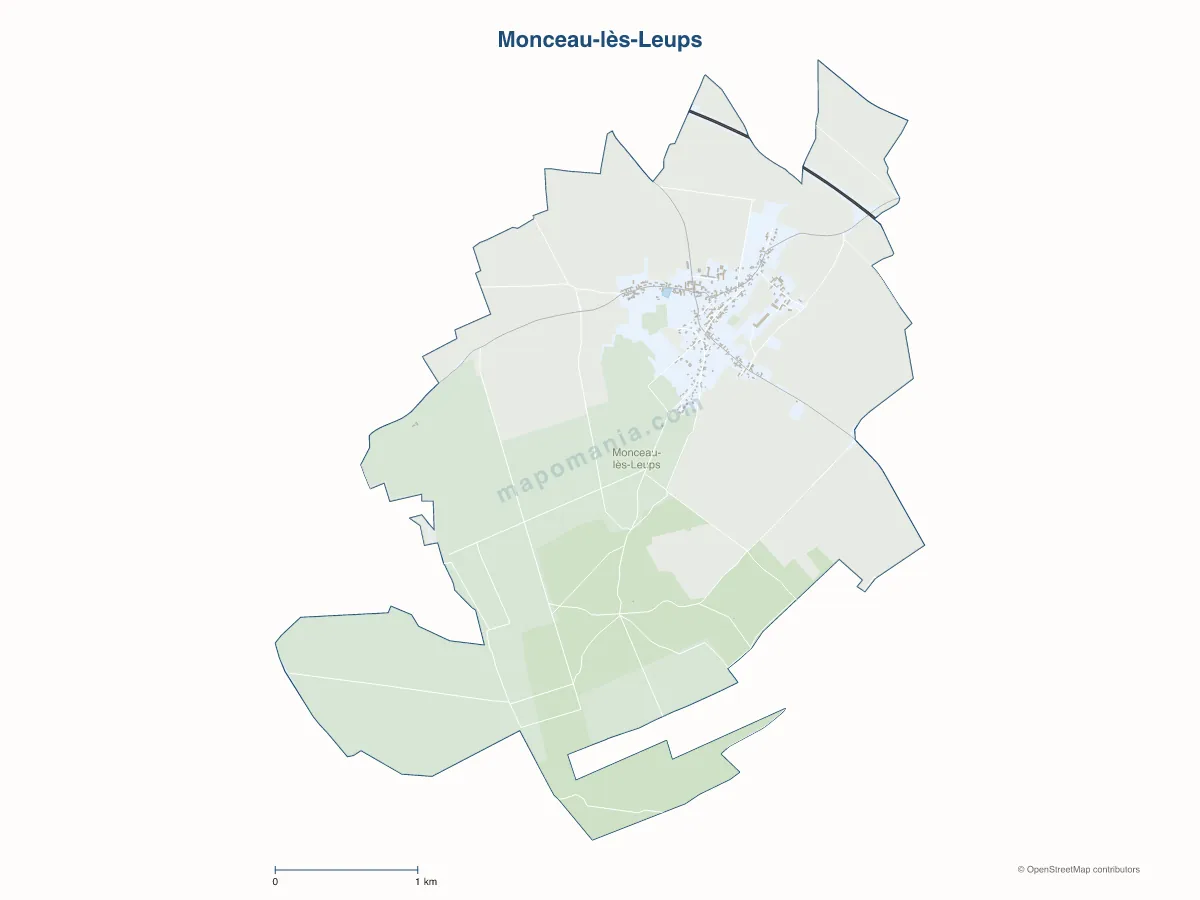Carte de Monceau-lès-Leups à personnaliser