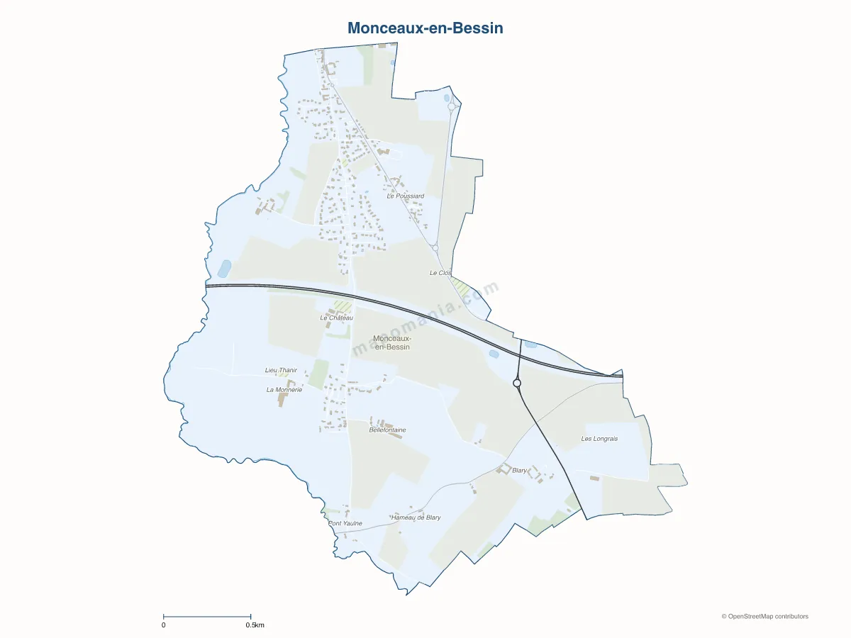 Carte de Monceaux-en-Bessin à personnaliser