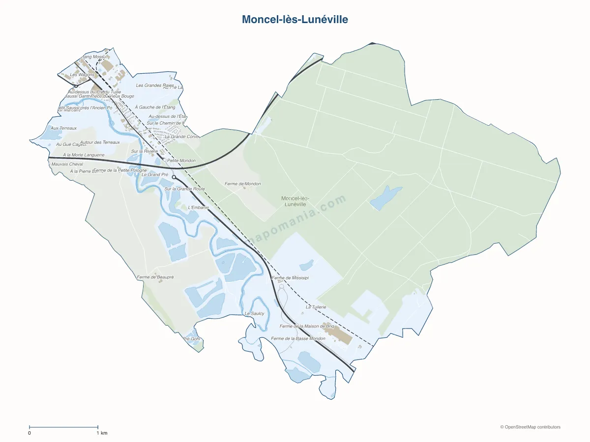 Carte de Moncel-lès-Lunéville à personnaliser