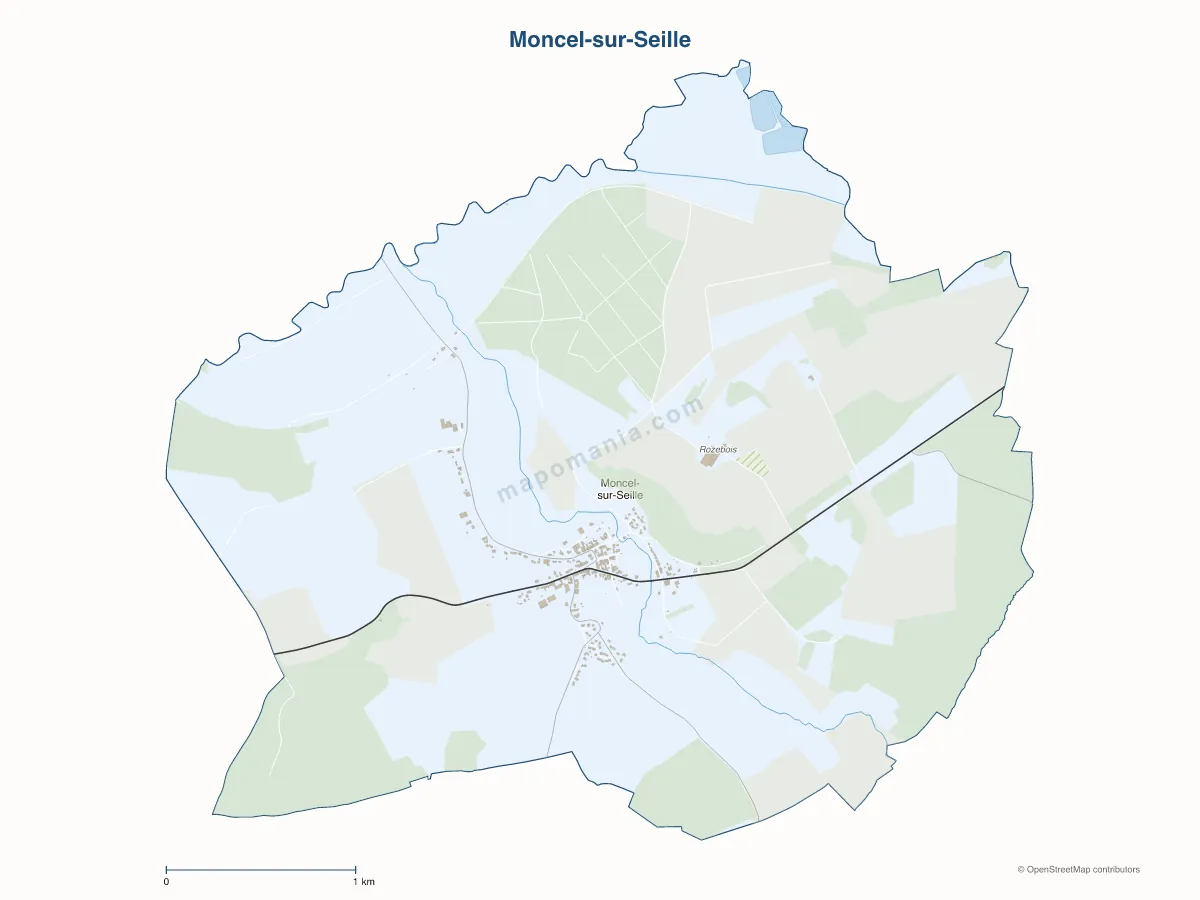 Carte de Moncel-sur-Seille à personnaliser
