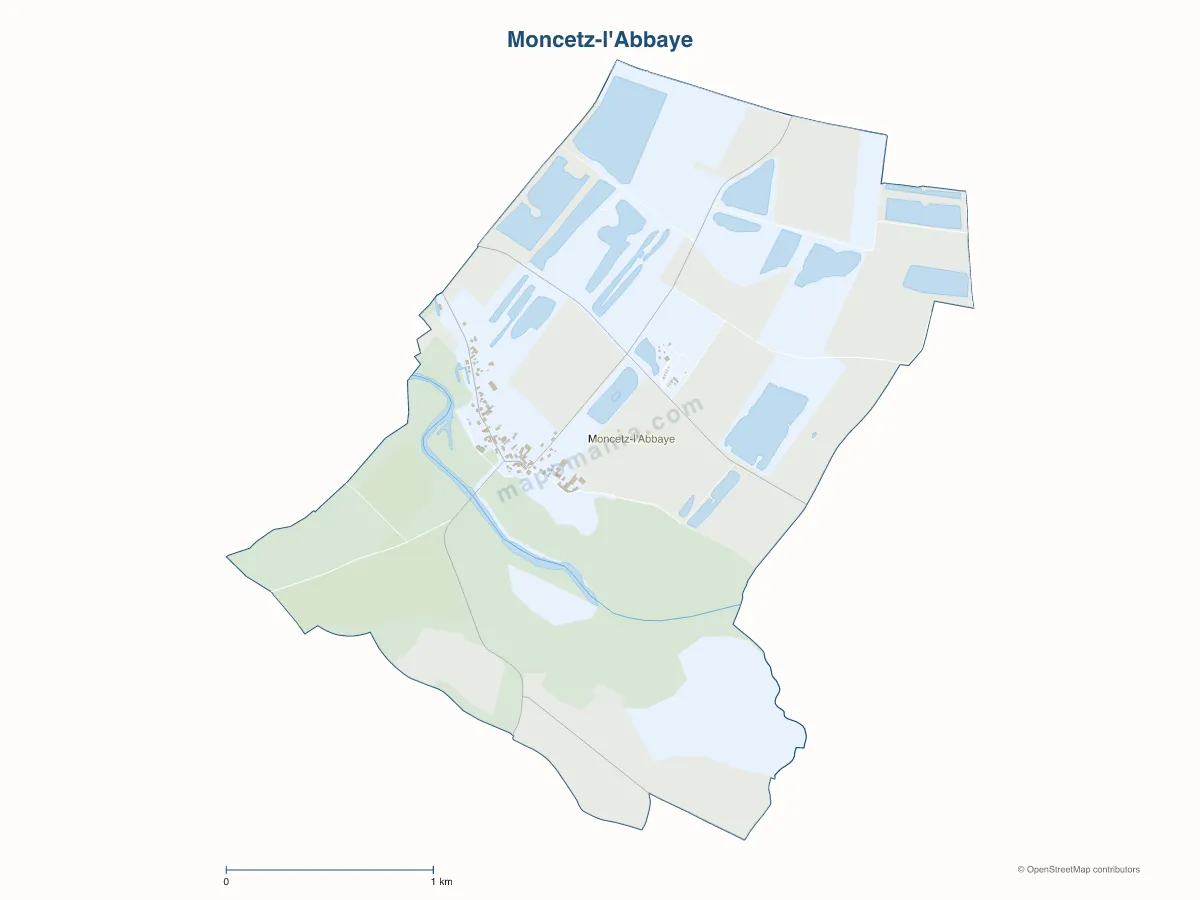 Carte de Moncetz-l'Abbaye à personnaliser