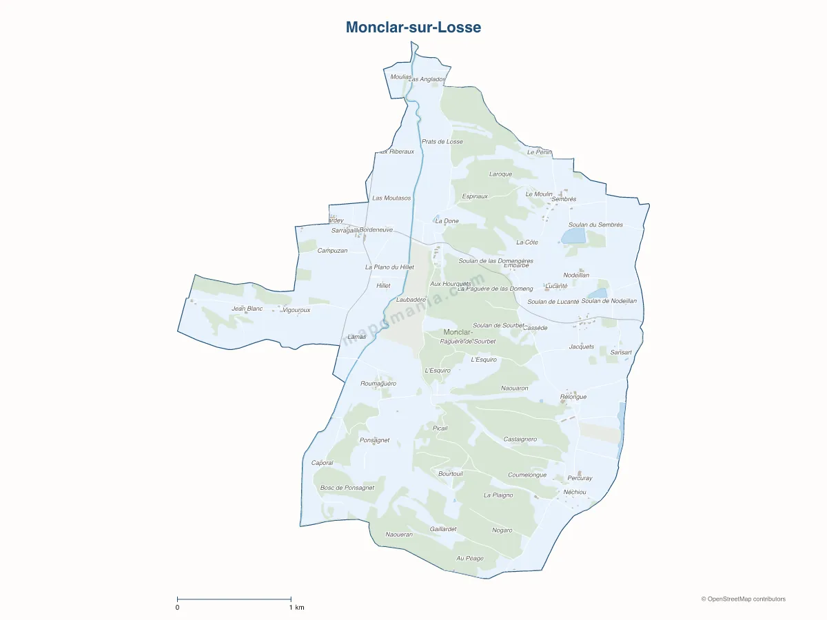 Carte de Monclar-sur-Losse à personnaliser