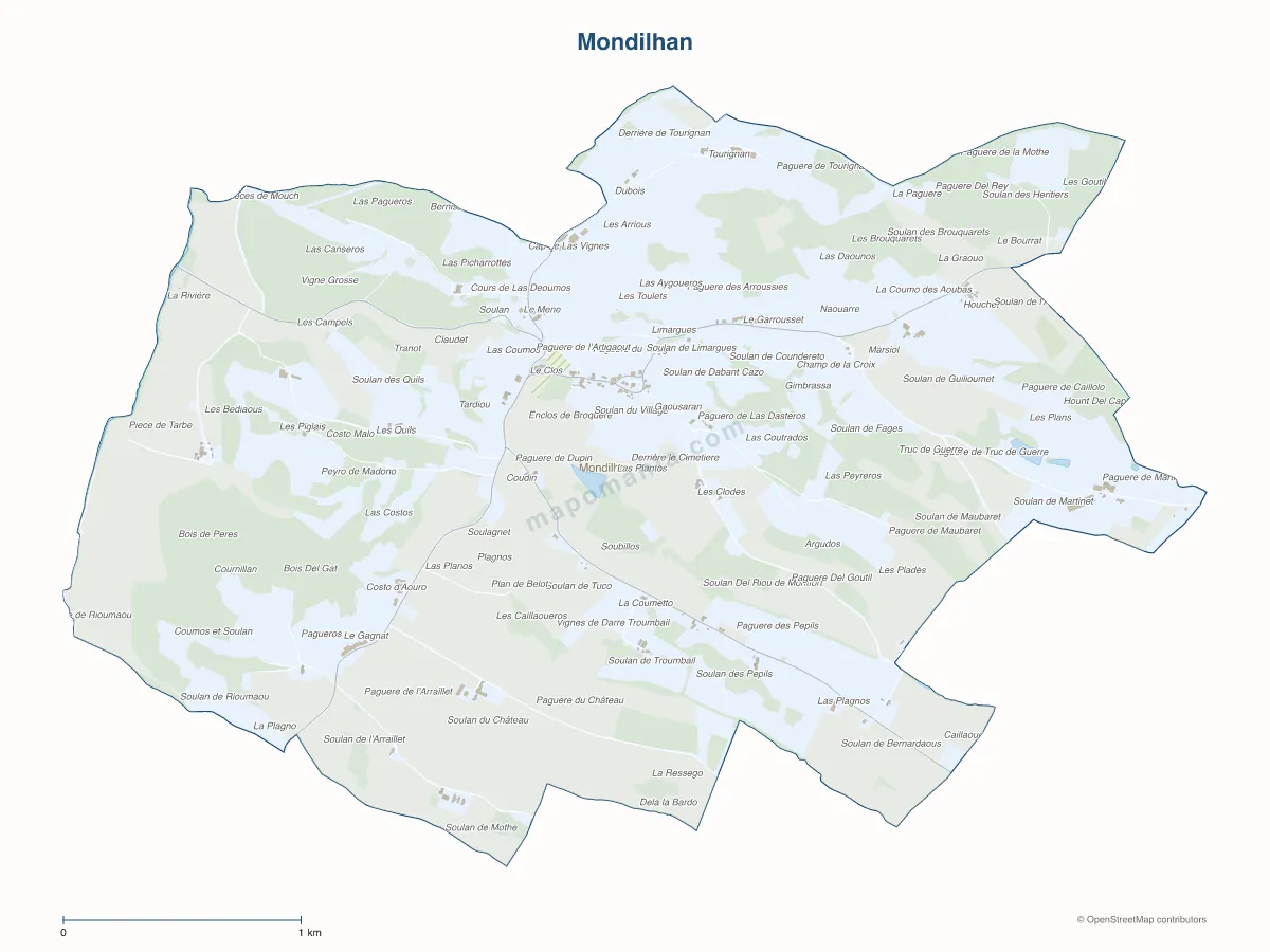 Carte de Mondilhan à personnaliser