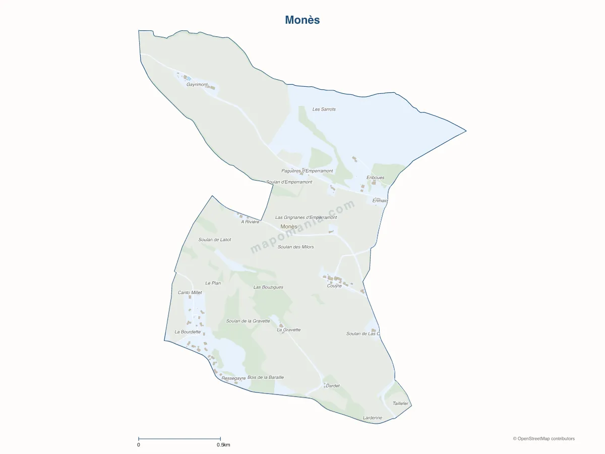 Carte de Monès à personnaliser