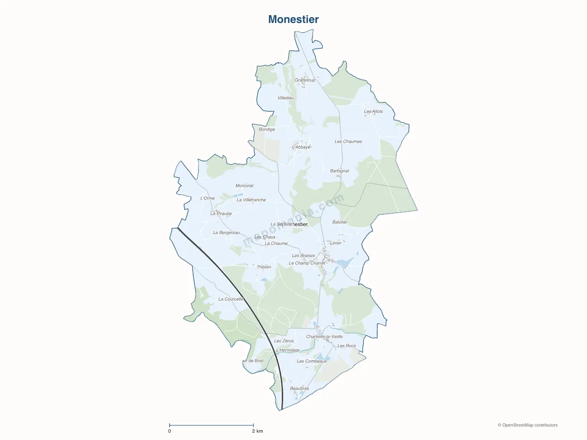 Carte de Monestier à personnaliser