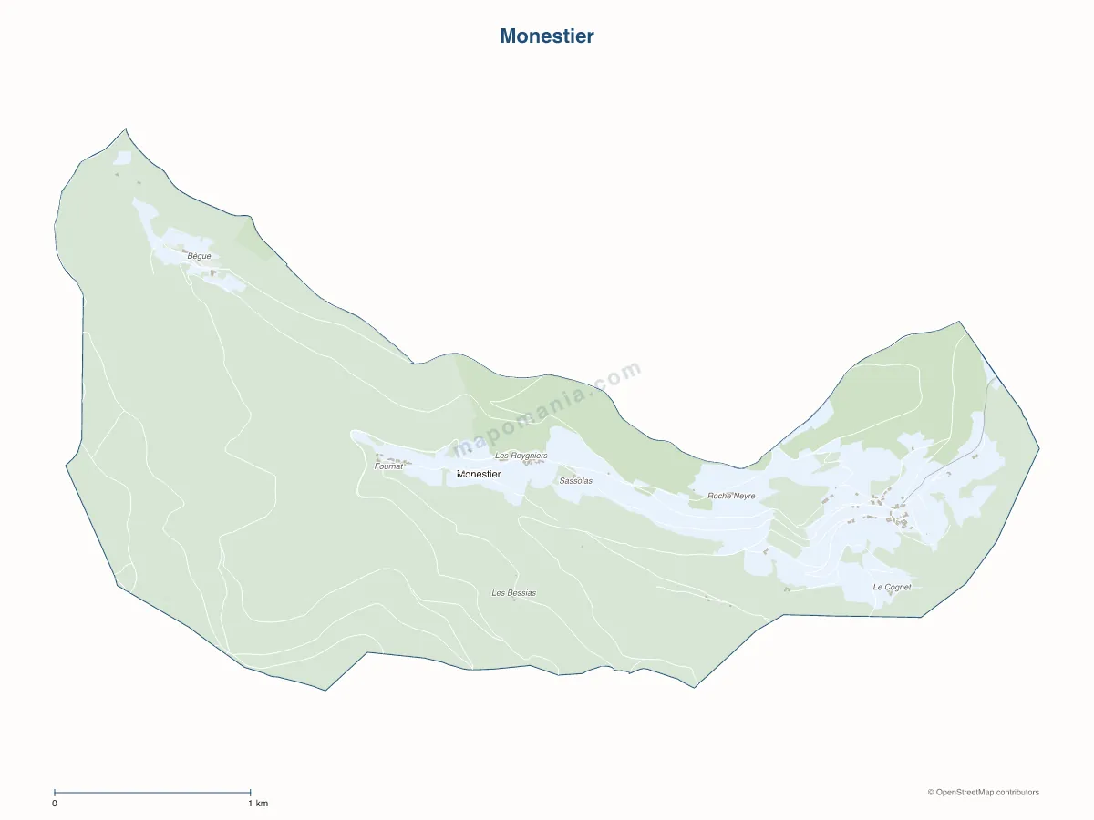 Carte de Monestier à personnaliser