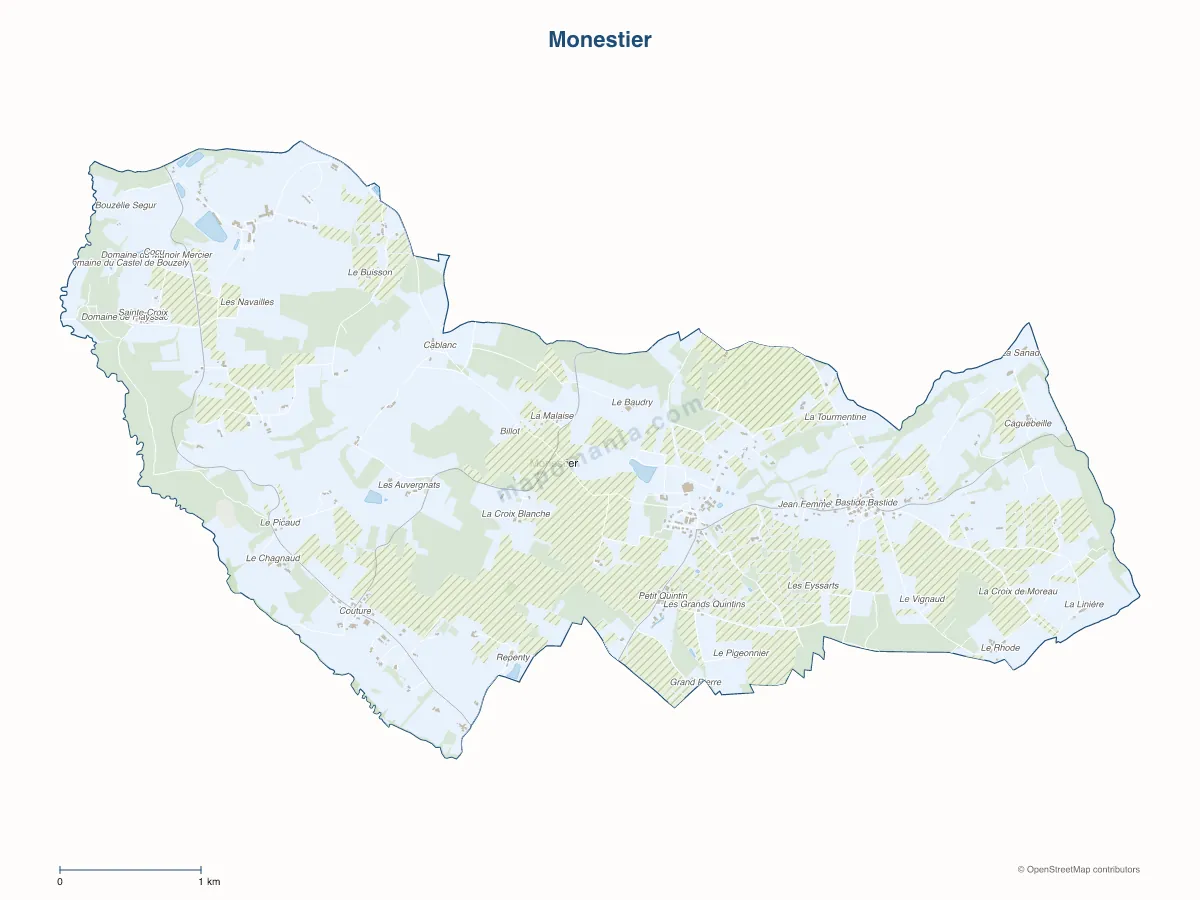 Carte de Monestier à personnaliser