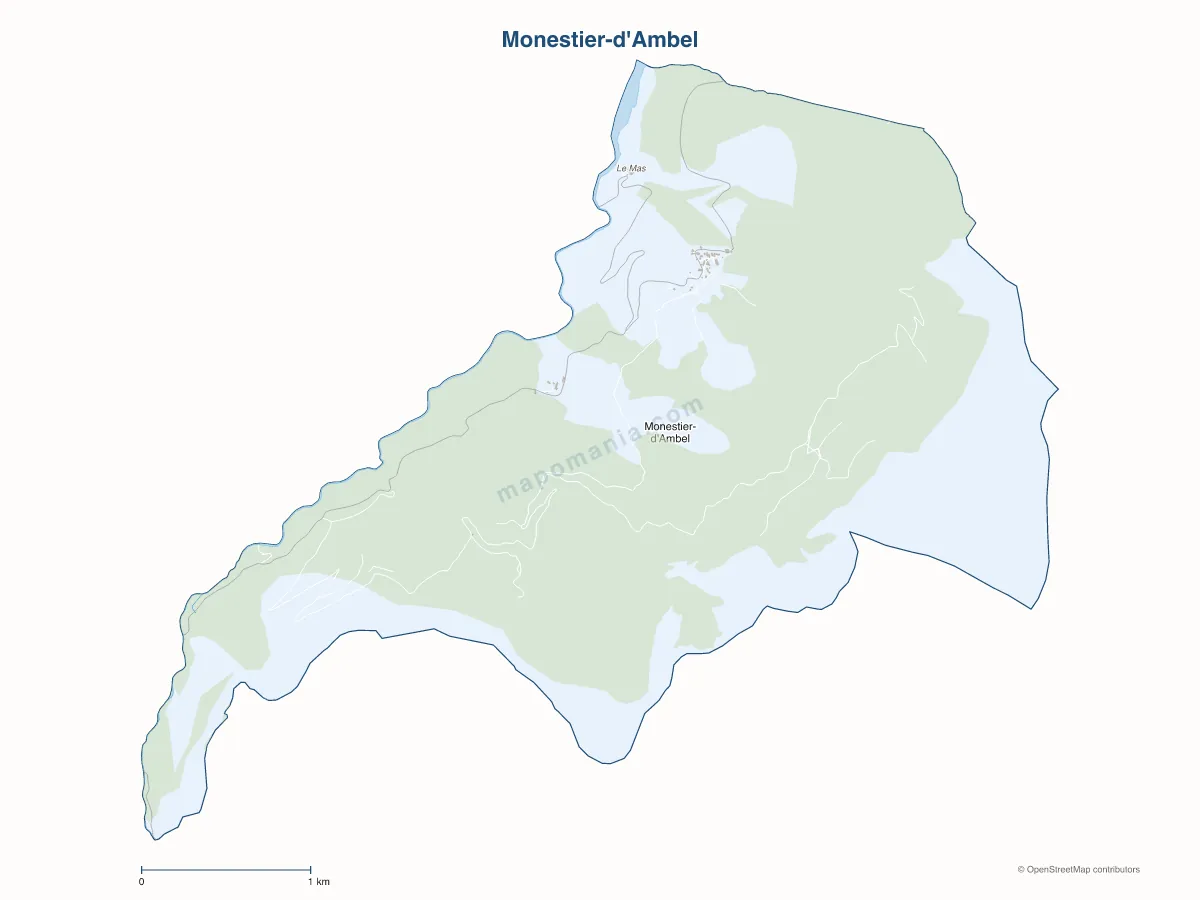 Carte de Monestier-d'Ambel à personnaliser