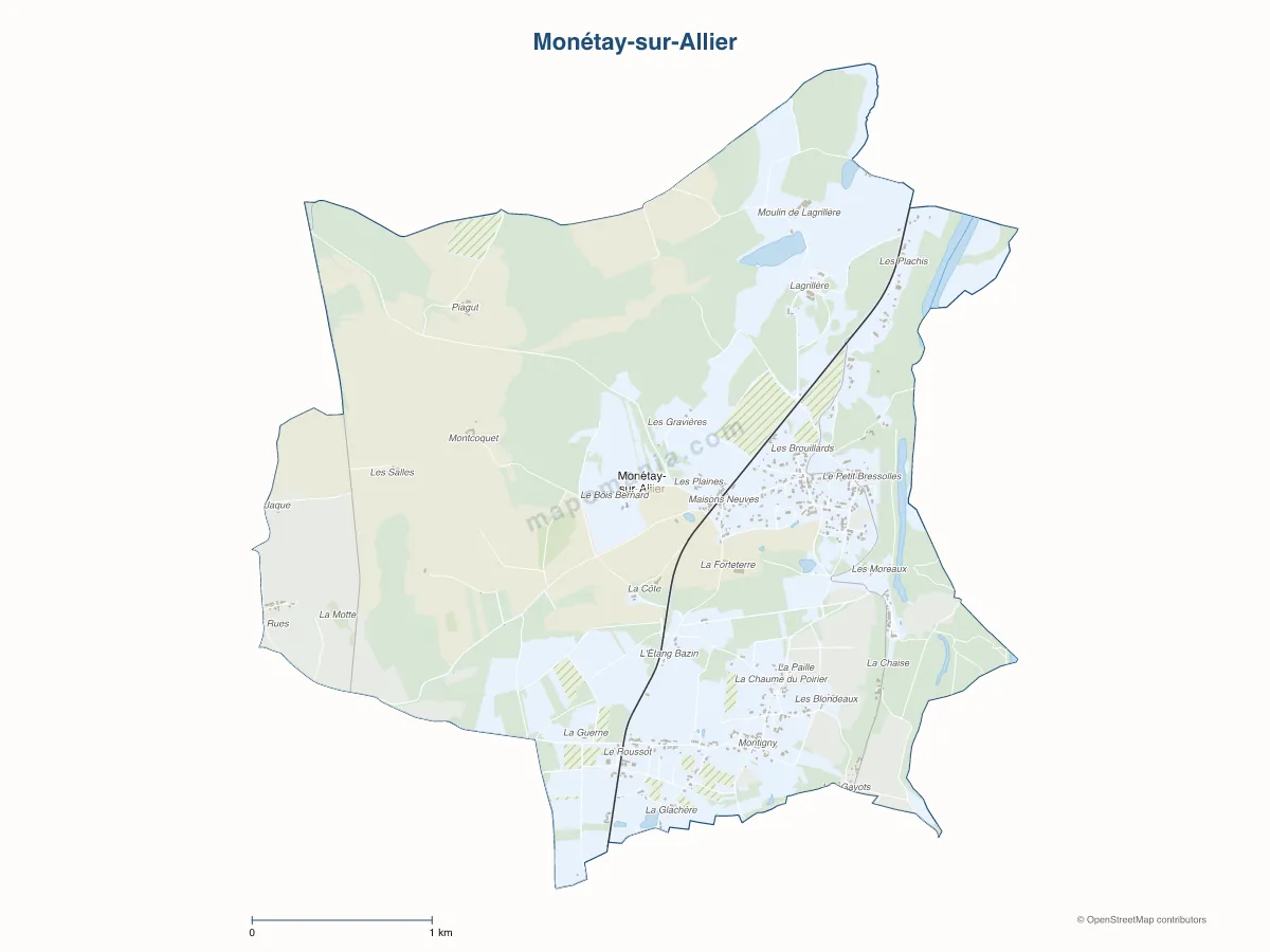 Carte de Monétay-sur-Allier à personnaliser