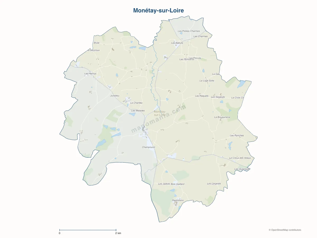 Carte de Monétay-sur-Loire à personnaliser