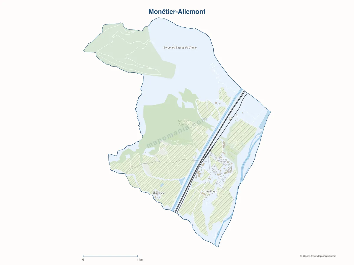 Carte de Monêtier-Allemont à personnaliser