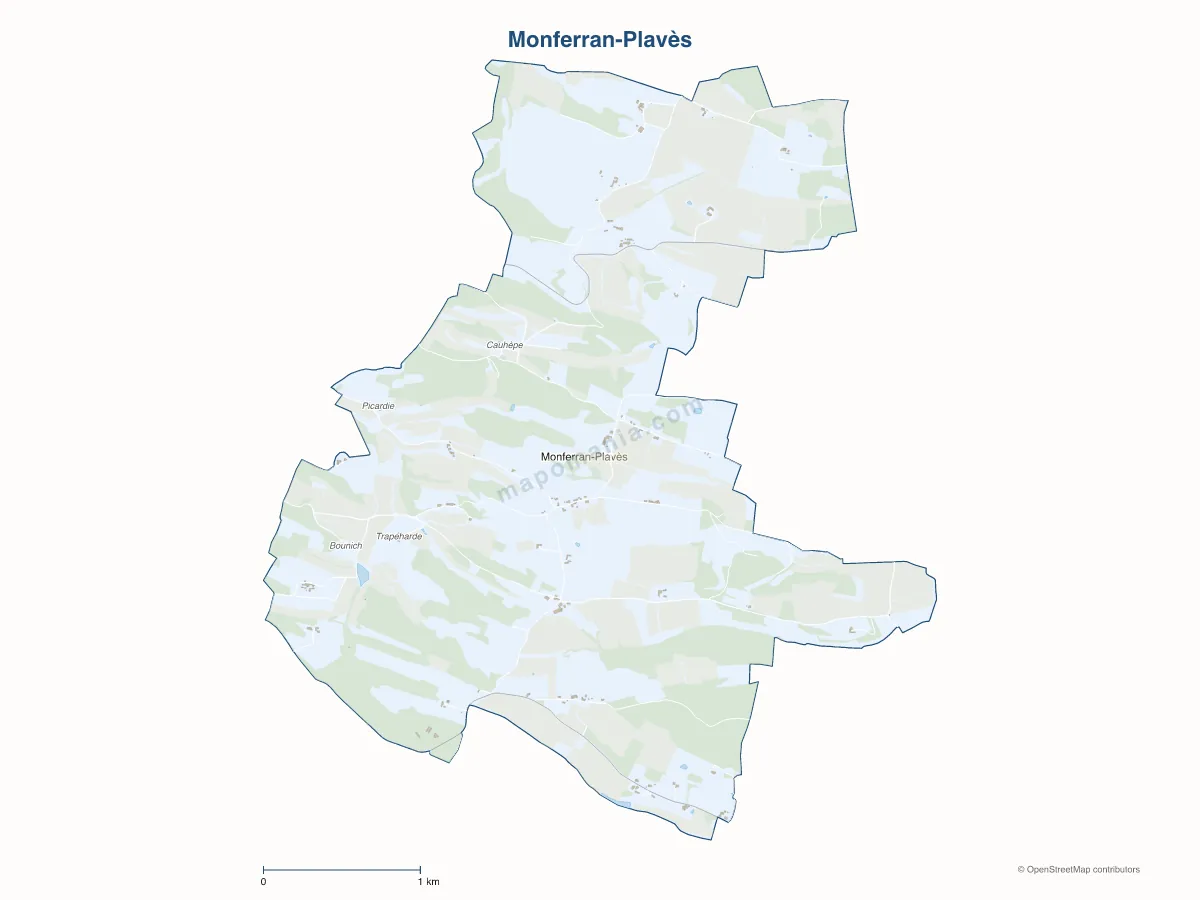 Carte de Monferran-Plavès à personnaliser