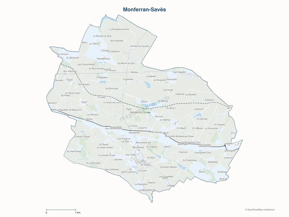 Carte de Monferran-Savès à personnaliser