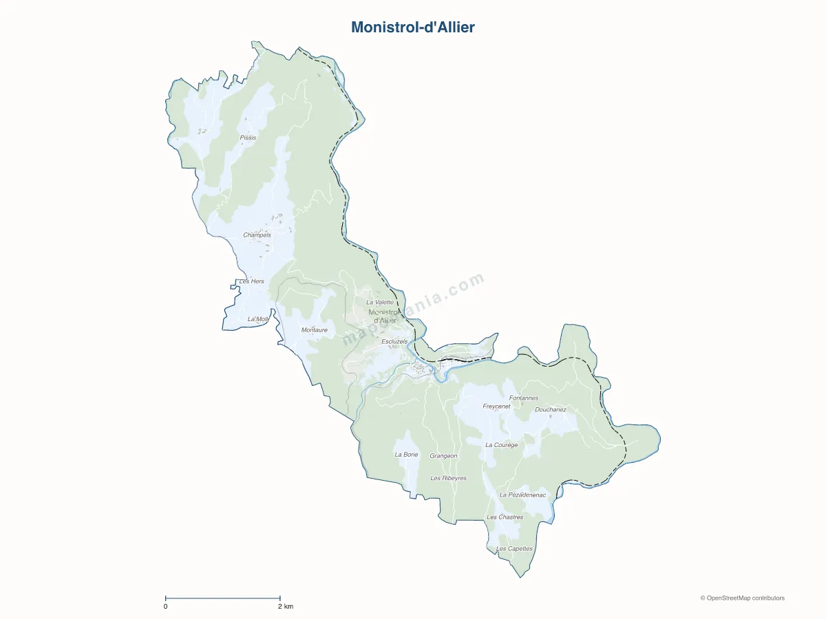 Carte de Monistrol-d'Allier à personnaliser