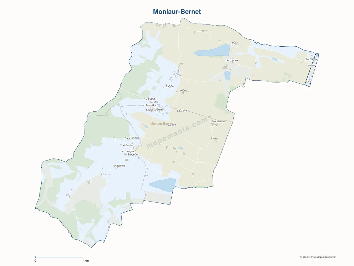 Carte de Monlaur-Bernet à personnaliser