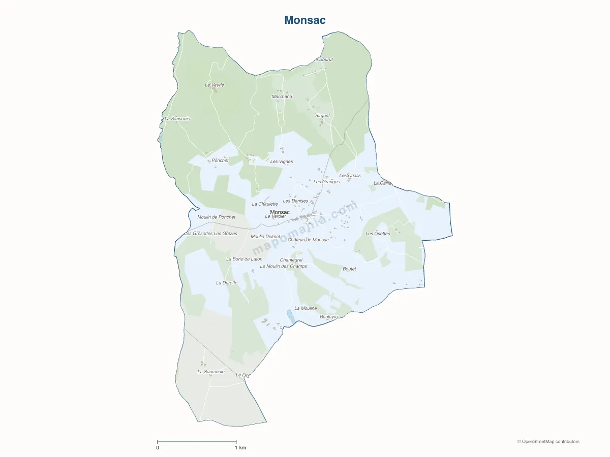 Carte de Monsac à personnaliser