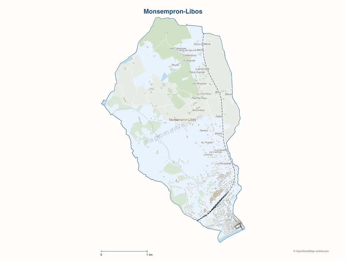 Carte de Monsempron-Libos à personnaliser