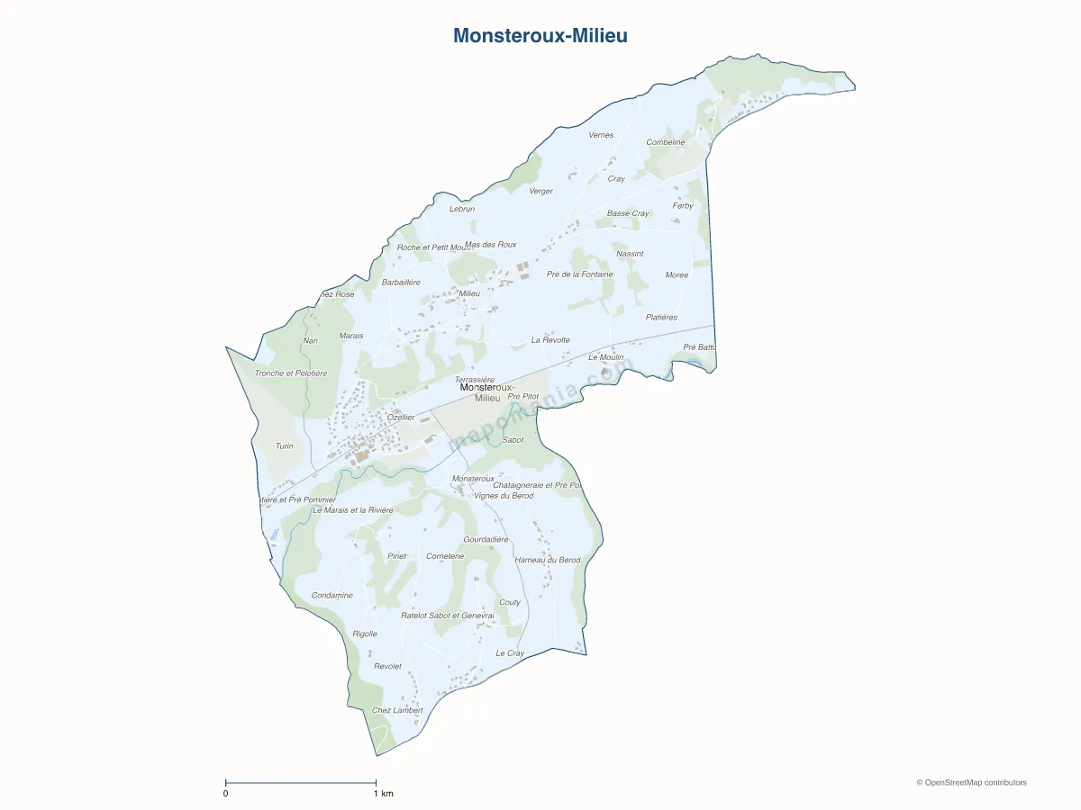 Carte de Monsteroux-Milieu à personnaliser