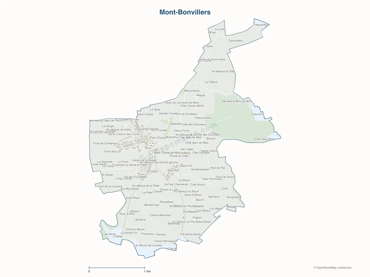 Carte de Mont-Bonvillers à personnaliser