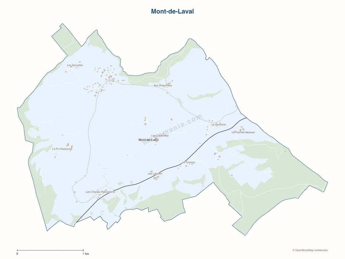 Carte de Mont-de-Laval à personnaliser
